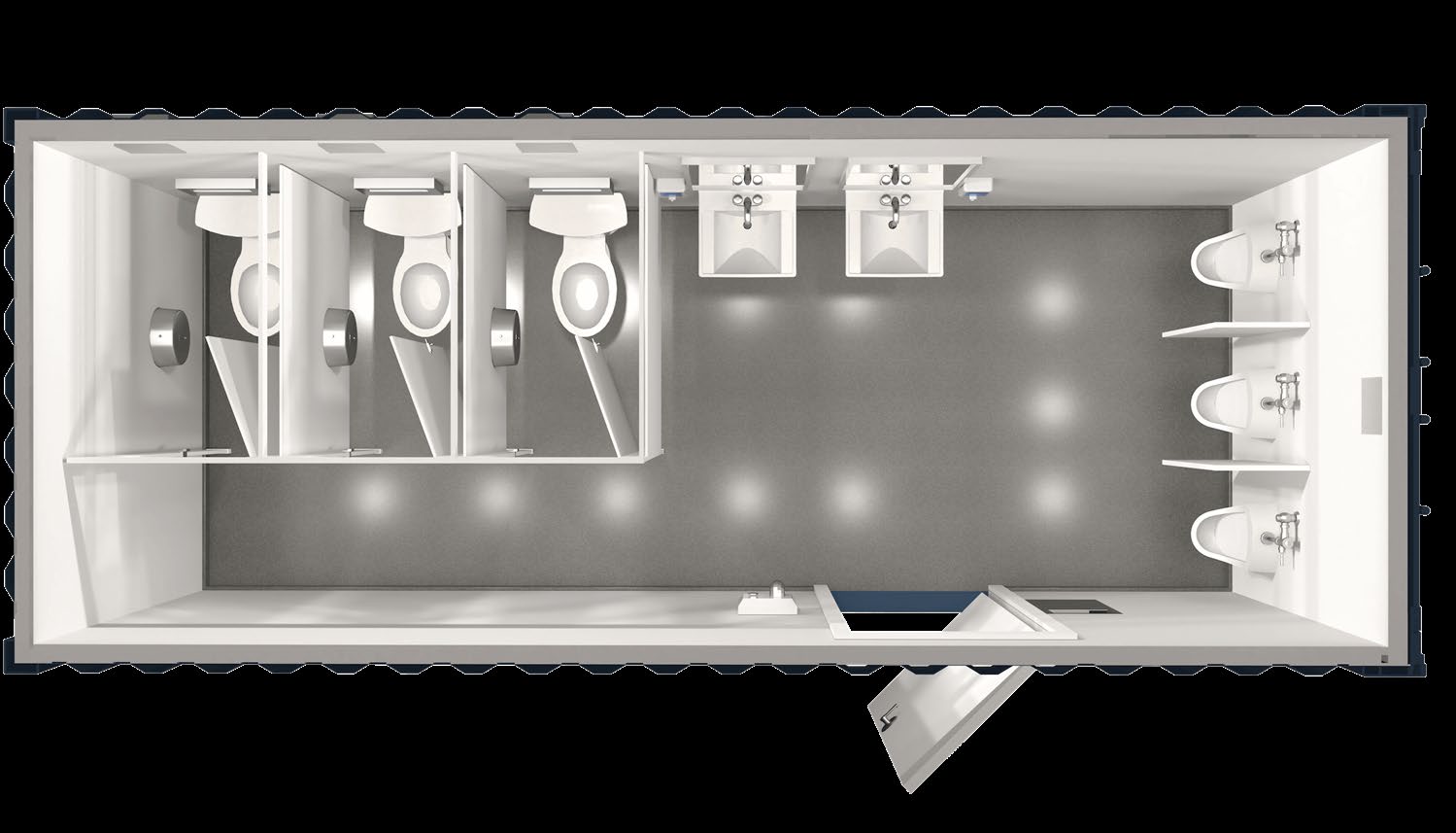 Bathroom stalls layout